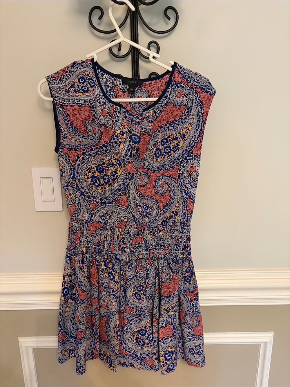 J. Crew Paisley Mini Dress in Blue and Coral